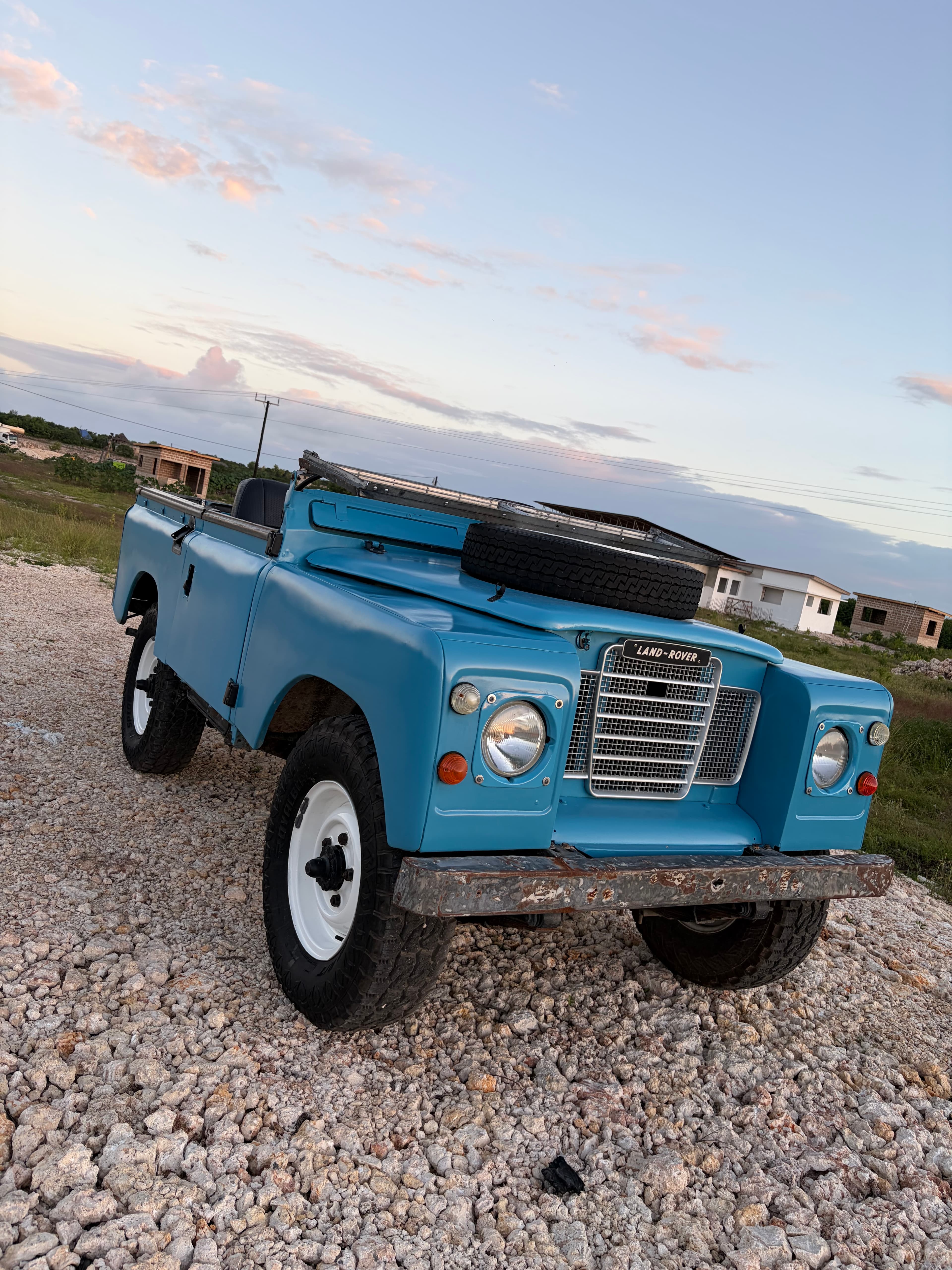 Land Rover at sunset