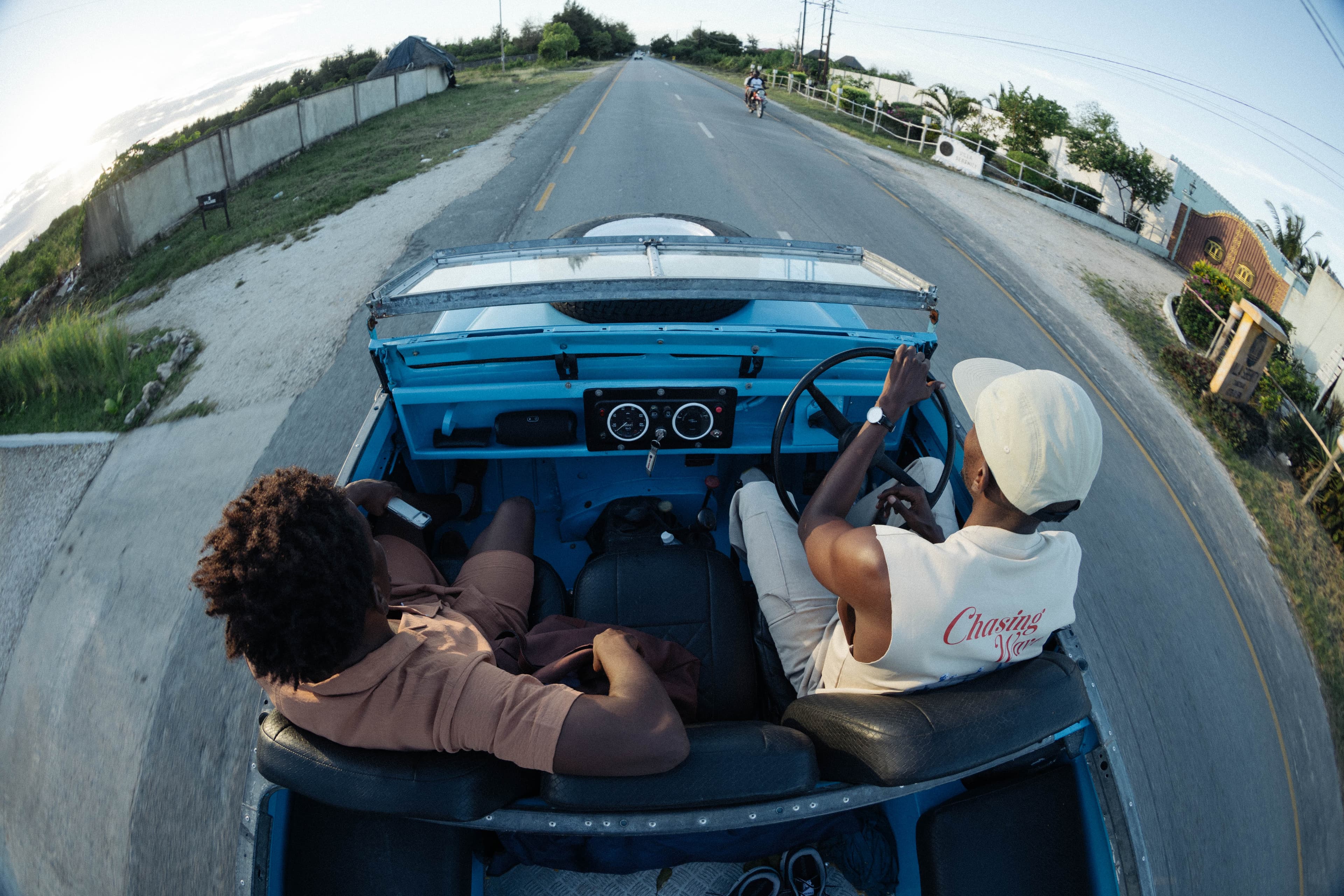 Cruising Zanzibar in a classic Land Rover